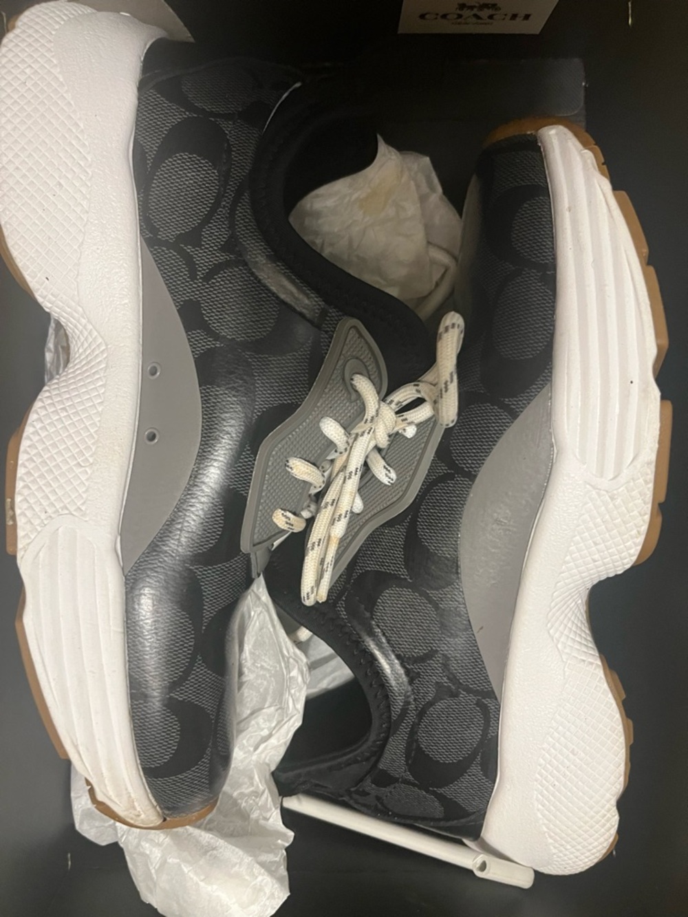 Coach Black and White Signature Logo Chunky Sneakers